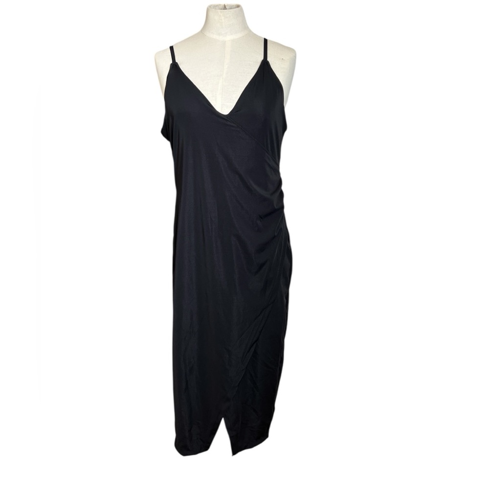 Popilush Shapewear Sculpting Wrap Midi Slip Dress – V-Neck, Built-In Support